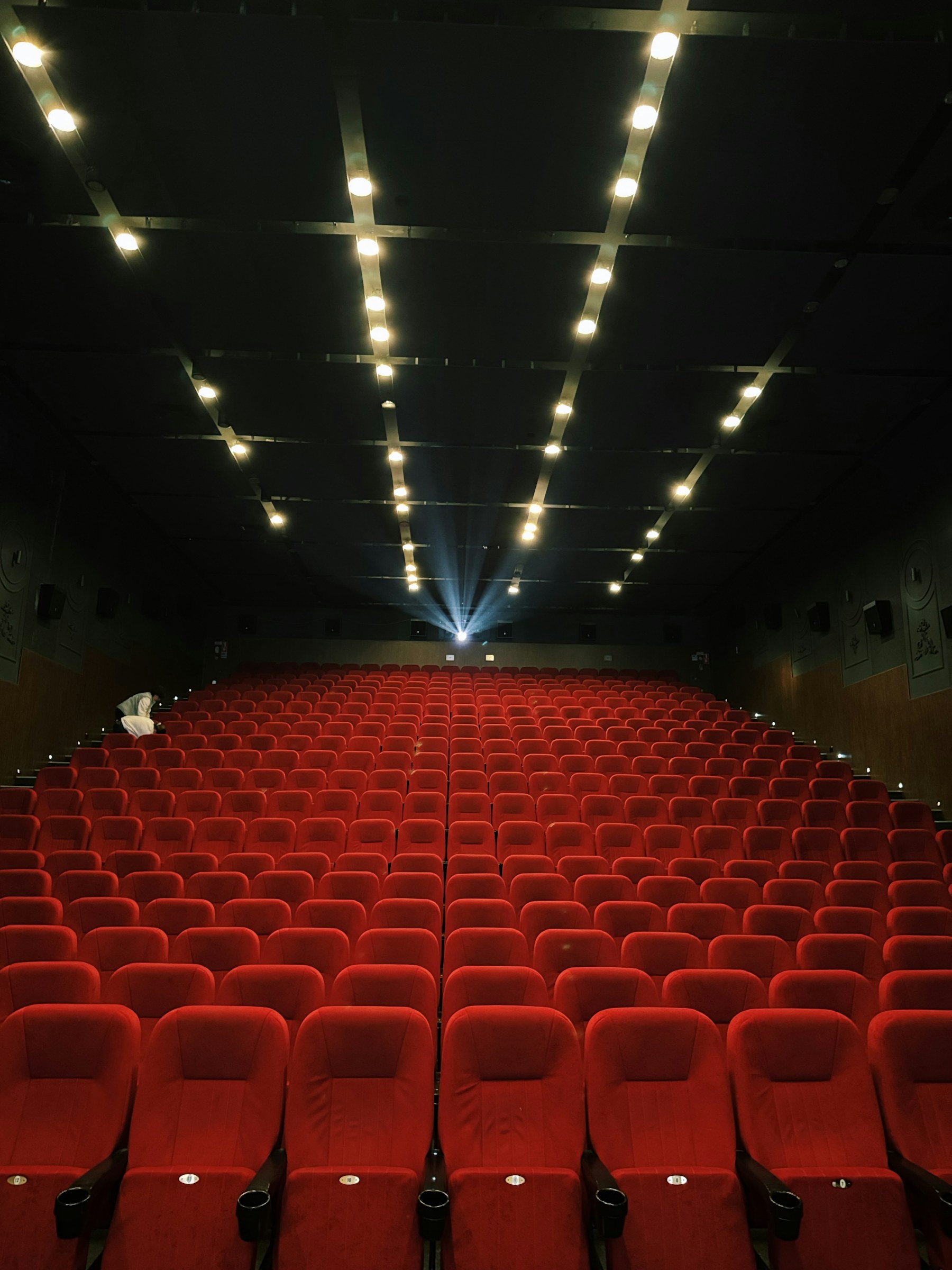 Filas de butacas rojas en una sala de cine