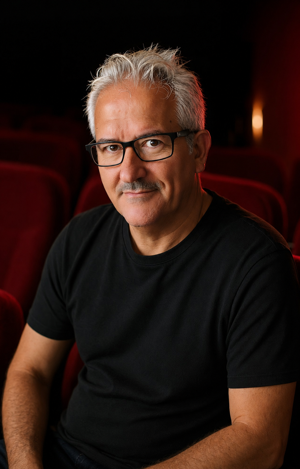 J.J. Montero sentado en una butaca de una sala de cine
